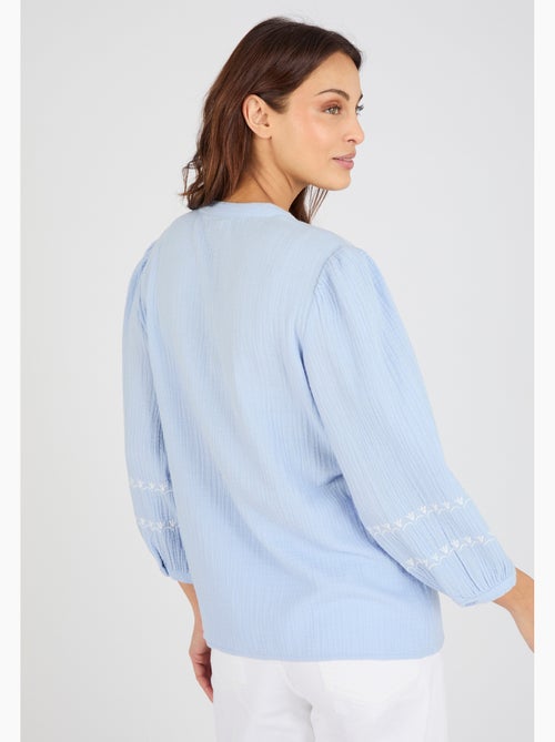 Blouse brodée en gaze de coton - Damart - Kiabi