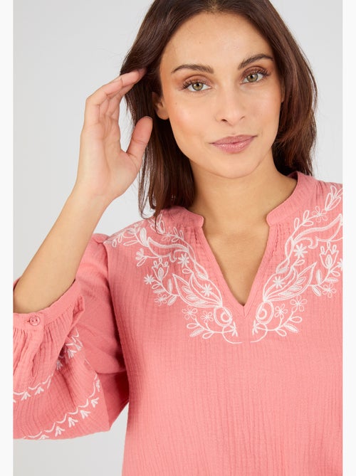 Blouse brodée en gaze de coton - damart - Kiabi