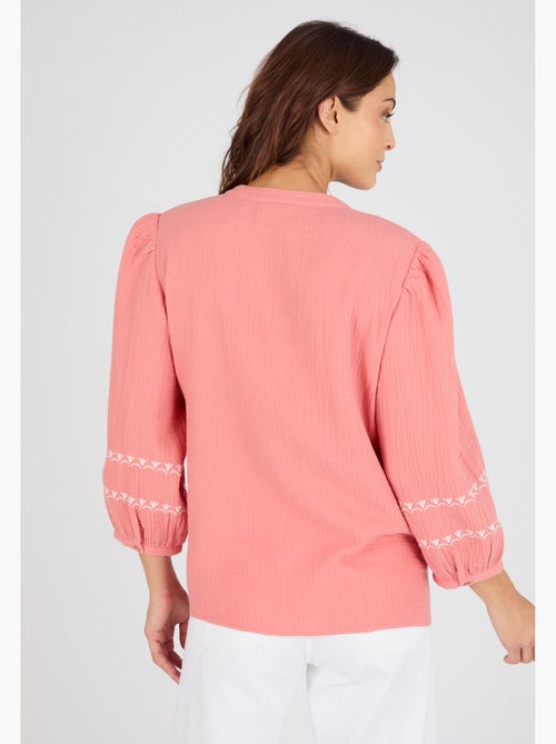 Blouse brodée en gaze de coton - damart - Kiabi