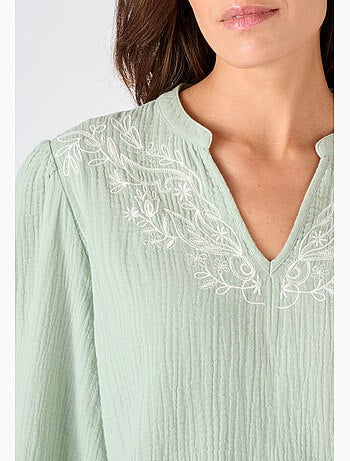 Blouse brodée en gaze de coton - Damart