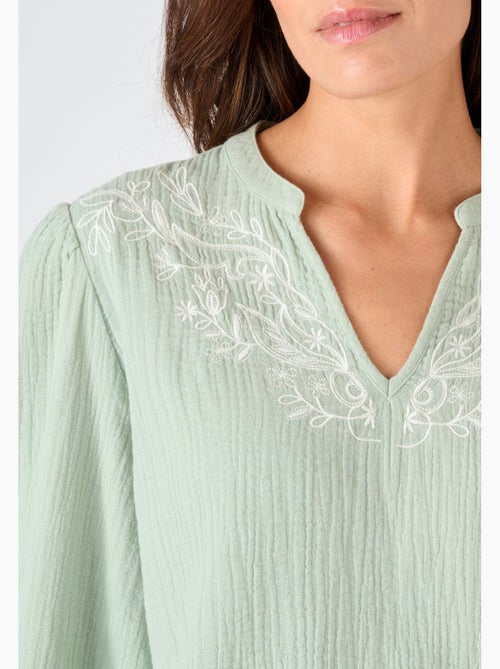 Blouse brodée en gaze de coton - Damart - Kiabi