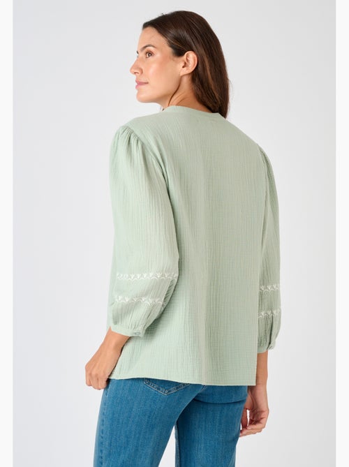 Blouse brodée en gaze de coton - Damart - Kiabi