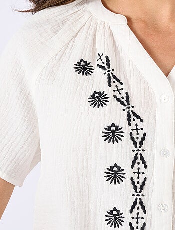 Blouse brodée en gaze de coton biologique - Damart