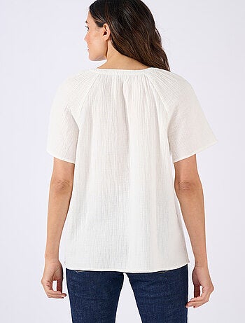 Blouse brodée en gaze de coton biologique - Damart