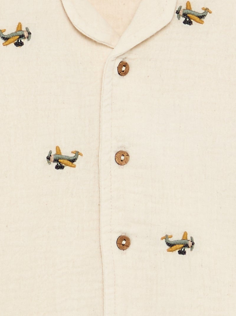 Blouse brodée en gaze de coton Blanc - Kiabi
