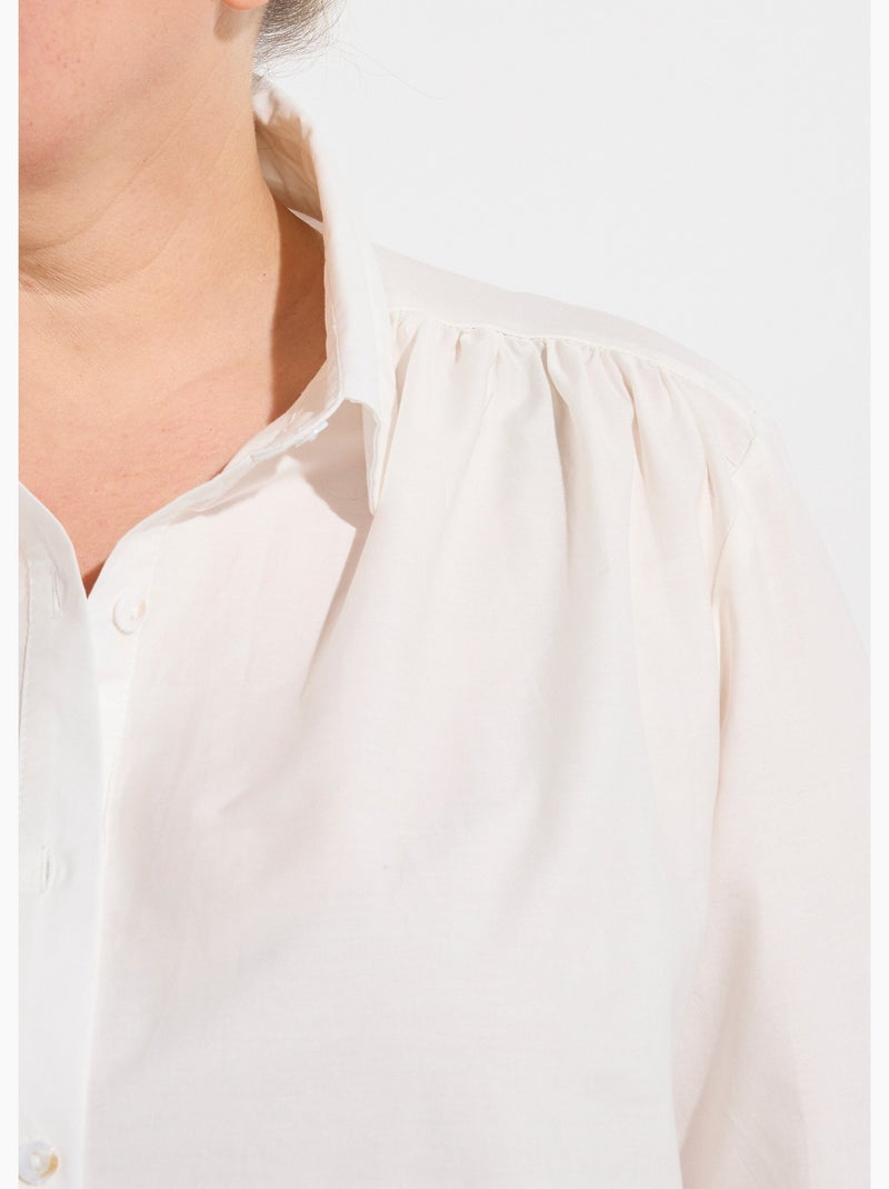 Blouse brodée et ajourée, col claudine - afibel Blanc - Kiabi