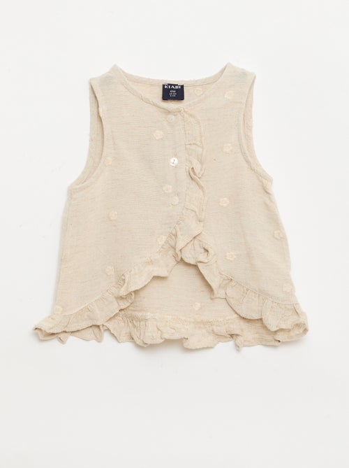 Blouse brodée sans manches - Kiabi