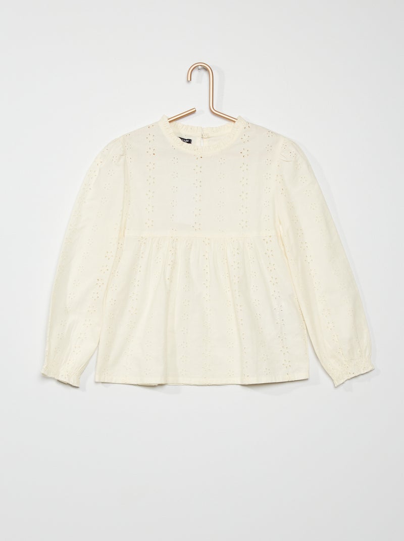Blouse broderie anglaise blanc - Kiabi