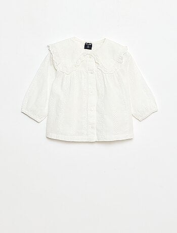 Blouse broderie anglaise en coton uni