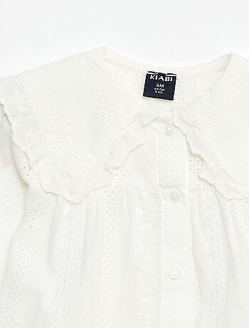 Blouse broderie anglaise en coton uni
