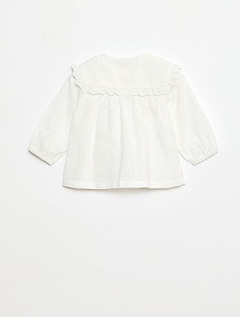 Blouse broderie anglaise en coton uni