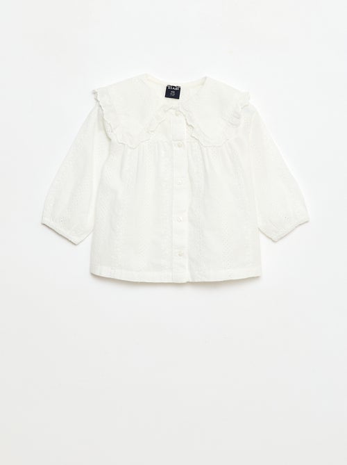 Blouse broderie anglaise en coton uni - Kiabi