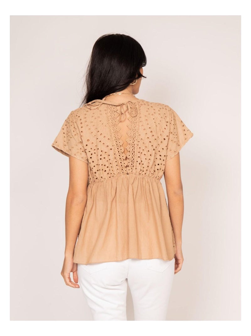 Blouse broderie anglaise FADIA Beige - Kiabi