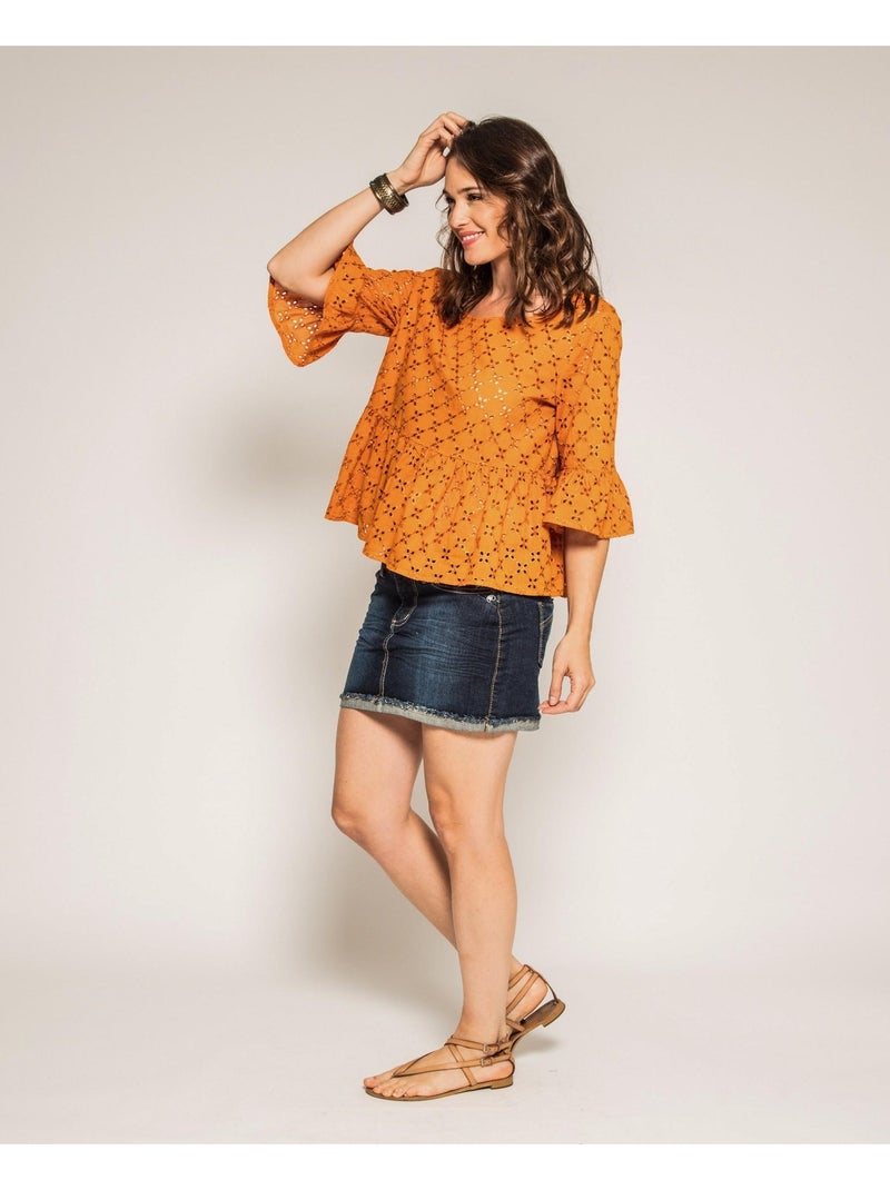 Blouse broderies anglaises ONIADE Orange - Kiabi