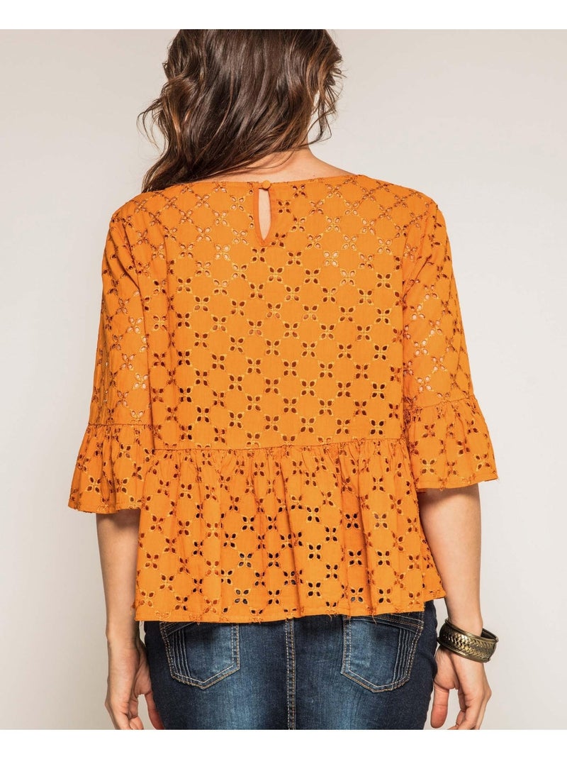 Blouse broderies anglaises ONIADE Orange - Kiabi