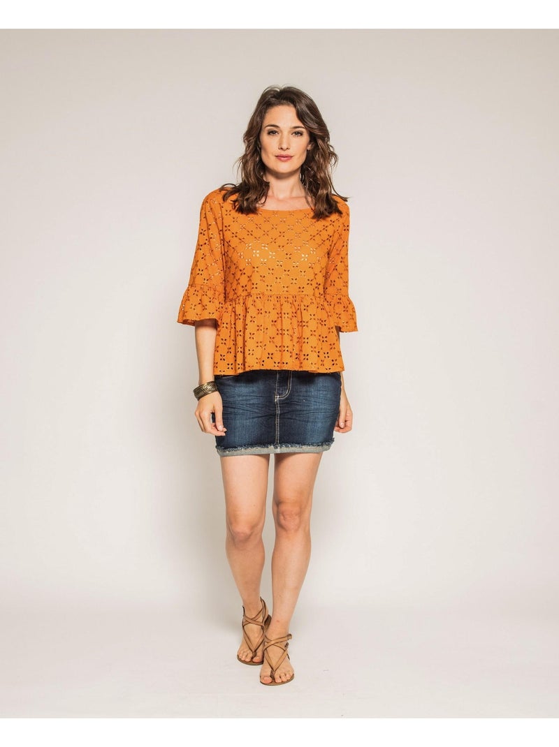Blouse broderies anglaises ONIADE Orange - Kiabi