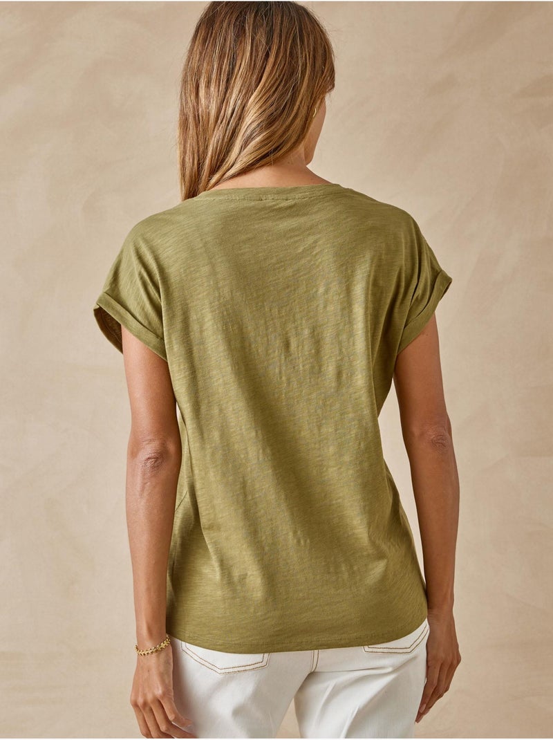 Blouse broderies col tunisien - DAXON Kaki - Kiabi