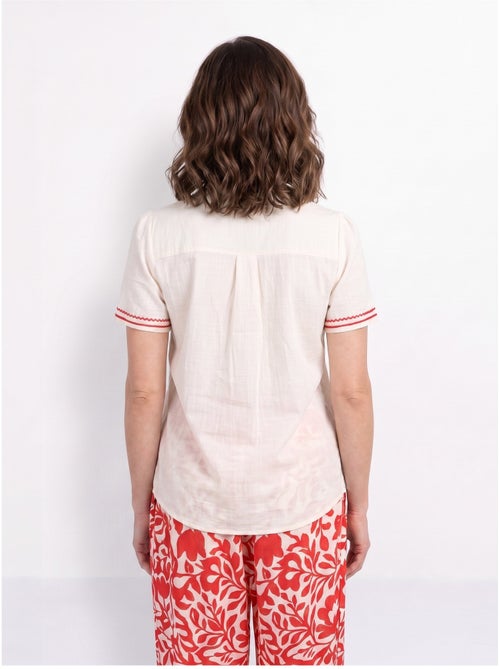 Blouse broderies fleuries col tunisien - AFIBEL - Kiabi Blouse broderies fleuries col tunisien - AFIBEL - Kiabi