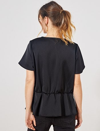 Blouse cache cœur à basque - Kiabi