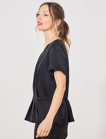 Blouse cache cœur à basque - Kiabi