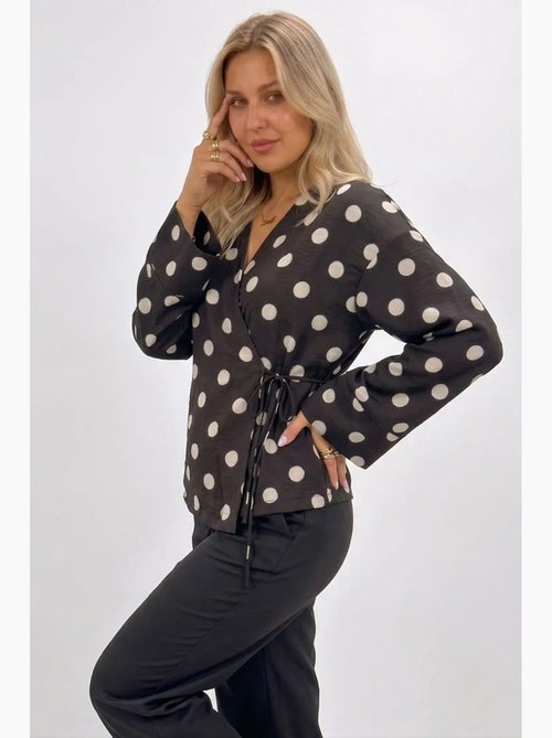 Blouse cache-cœur à pois avec lien bdart - Kiabi Blouse cache-cœur à pois avec lien bdart - Kiabi