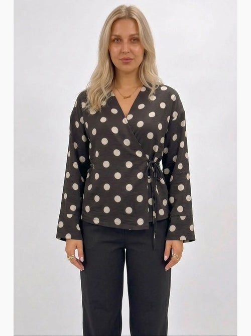 Blouse cache-cœur à pois avec lien bdart - Kiabi Blouse cache-cœur à pois avec lien bdart - Kiabi