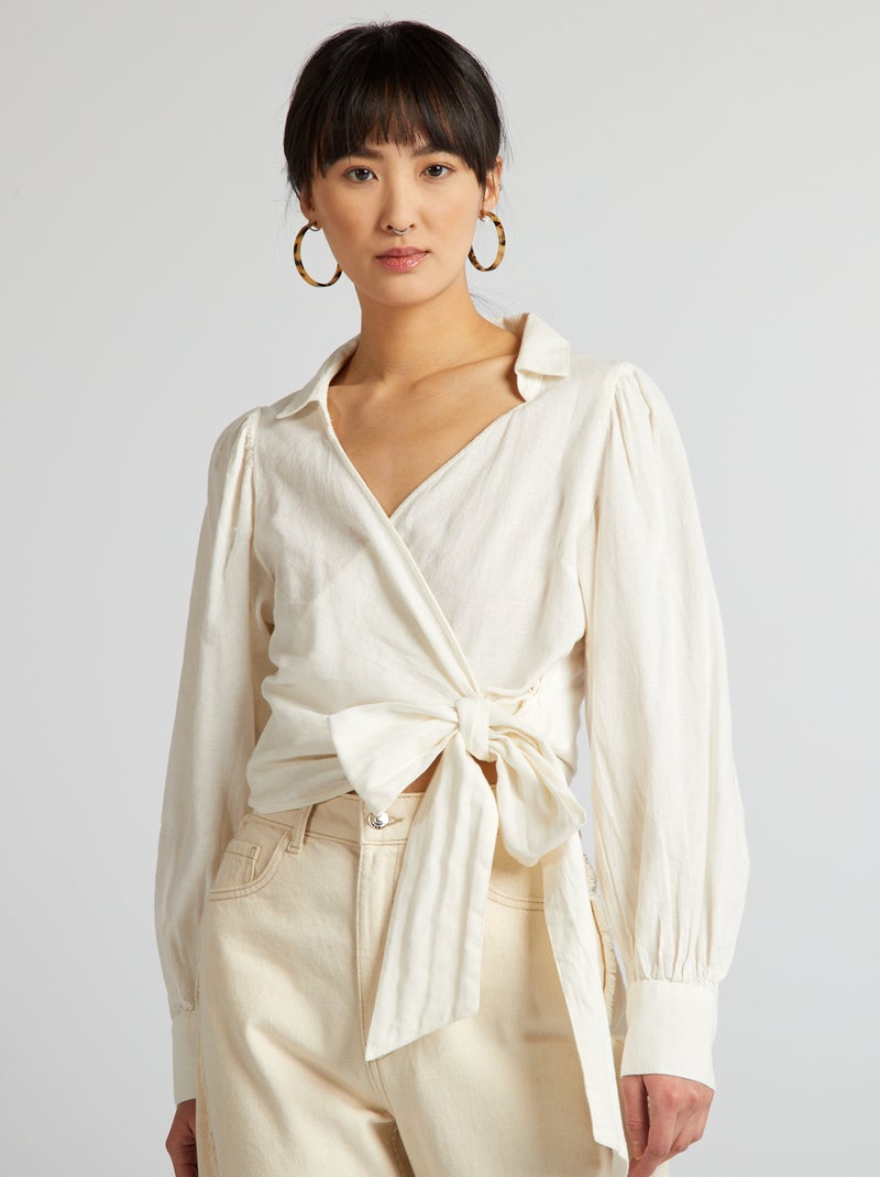 Blouse cache-cœur Beige - Kiabi