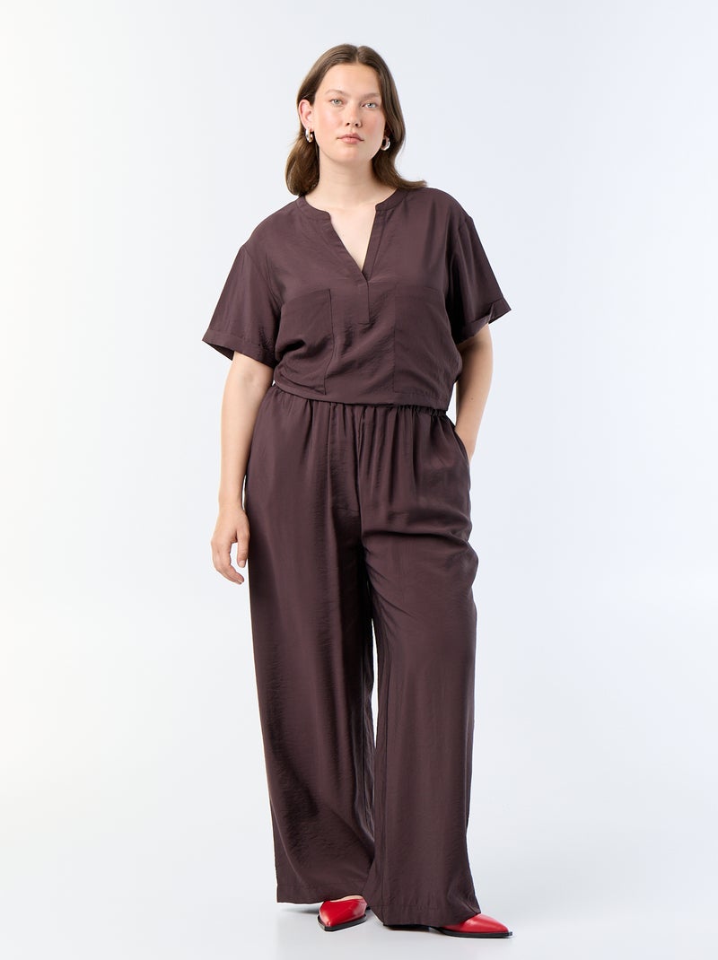 Blouse caftan en viscose fluide Marron - Kiabi