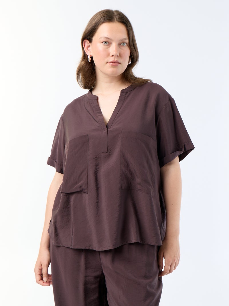 Blouse caftan en viscose fluide Marron - Kiabi