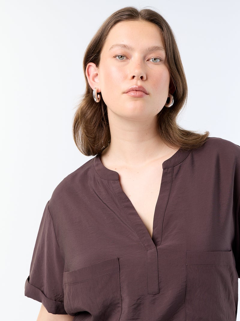 Blouse caftan en viscose fluide Marron - Kiabi