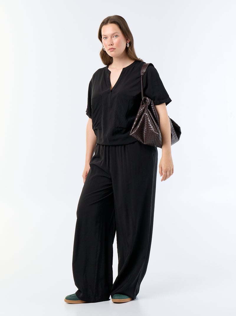 Blouse caftan en viscose fluide Noir - Kiabi