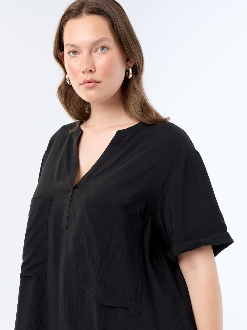 Blouse caftan en viscose fluide Noir - Kiabi