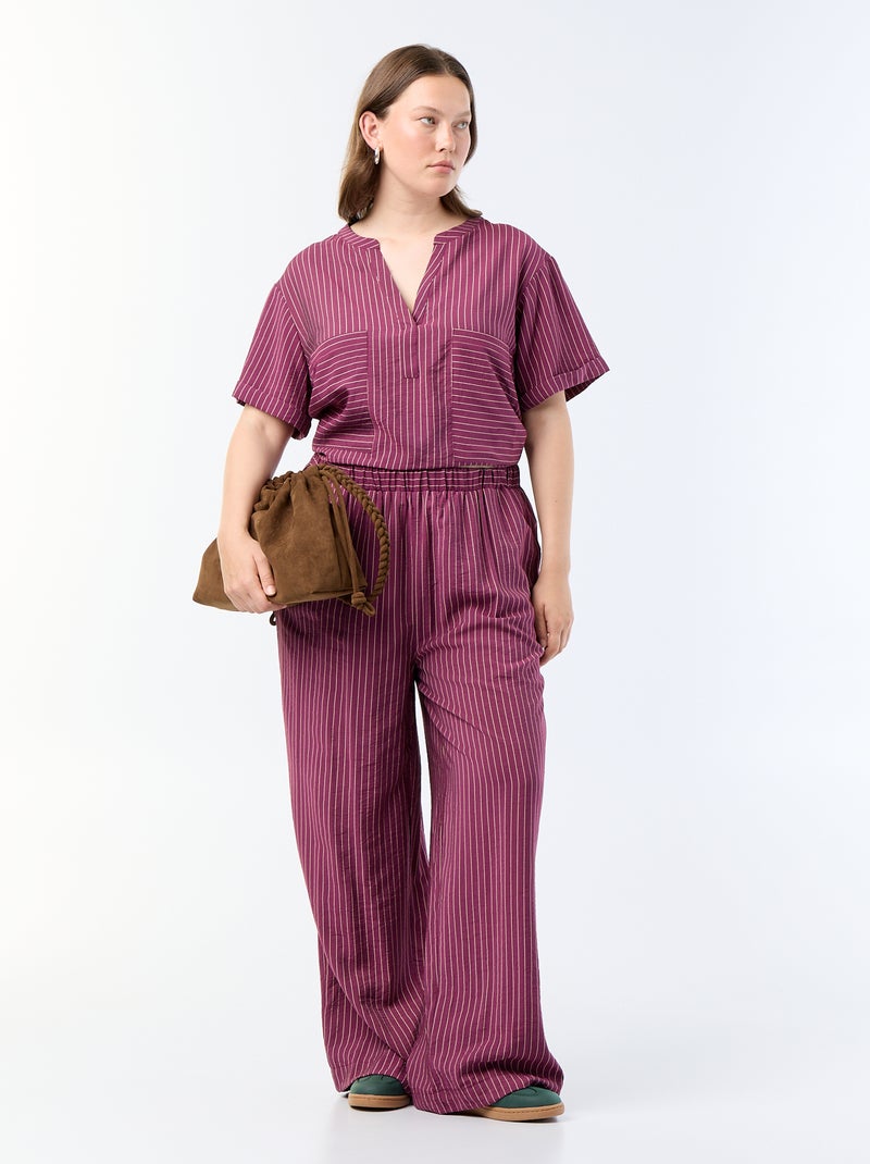 Blouse caftan en viscose fluide Violet - Kiabi