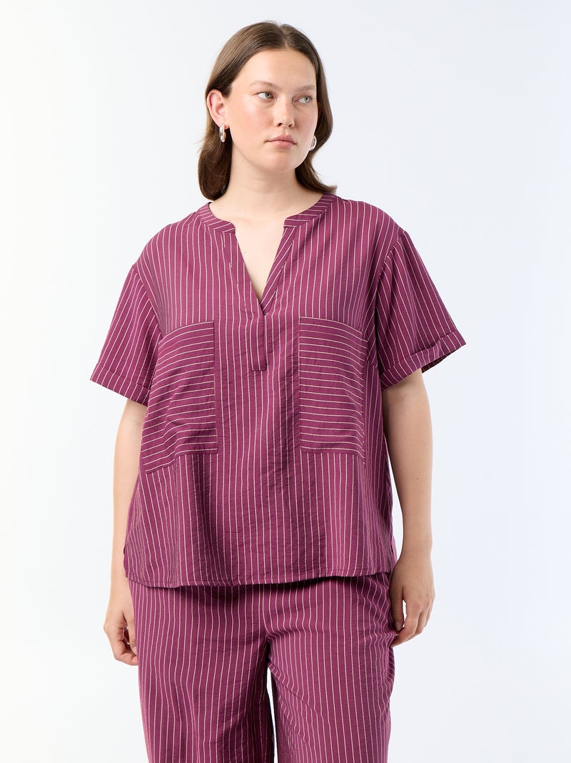 Blouse caftan en viscose fluide Violet - Kiabi