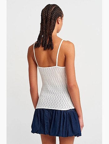 Blouse cami courte en maille texturée à nœud dilvin