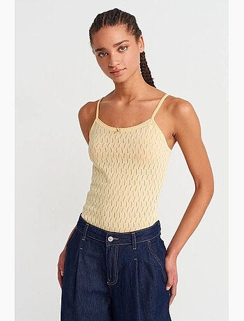 Blouse cami courte en maille texturée à nœud dilvin