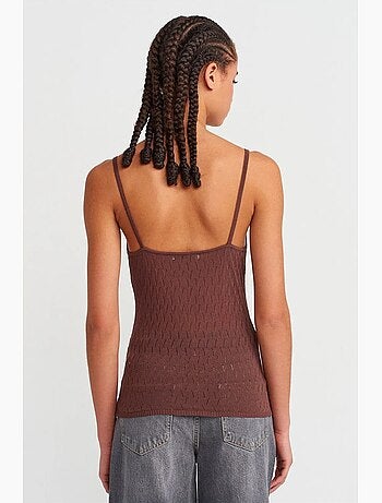 Blouse cami courte en maille texturée à nœud dilvin
