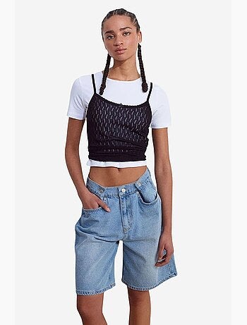 Blouse cami courte en maille texturée à nœud dilvin