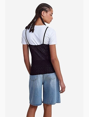Blouse cami courte en maille texturée à nœud dilvin
