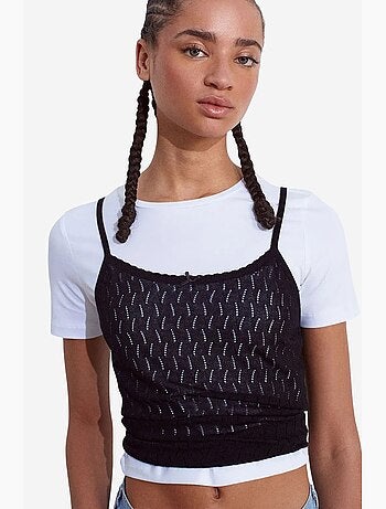 Blouse cami courte en maille texturée à nœud dilvin