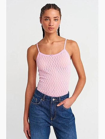 Blouse cami courte en maille texturée à nœud dilvin