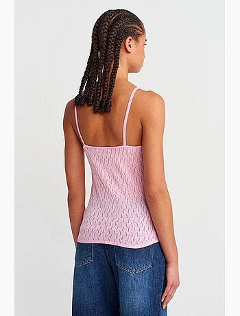 Blouse cami courte en maille texturée à nœud dilvin