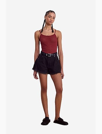 Blouse cami courte en maille texturée à nœud dilvin
