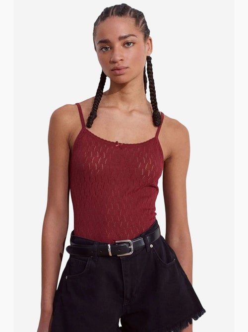 Blouse cami courte en maille texturée à nœud dilvin - Kiabi