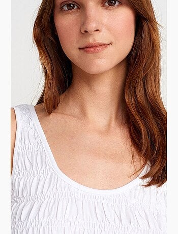 Blouse cami courte texturée en coton et modal dilvin