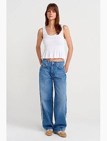 Blouse cami courte texturée en coton et modal dilvin