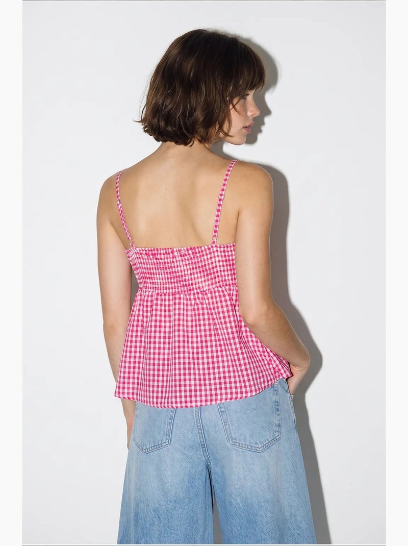 Blouse cami sans manches à col v et nœud lucci Blanc Rouge - Kiabi
