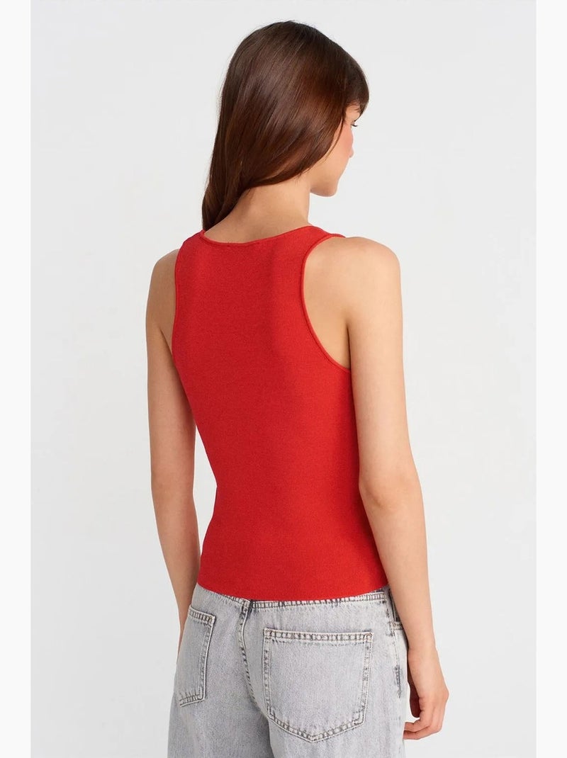 Blouse cami sans manches côtelée dilvin Rouge - Kiabi