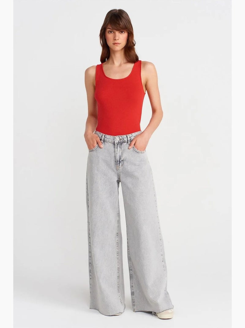 Blouse cami sans manches côtelée dilvin Rouge - Kiabi