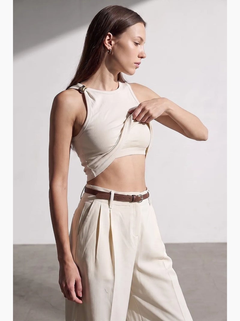 Blouse cami sans manches, coupe ajustée dilvin Ivoire - Kiabi